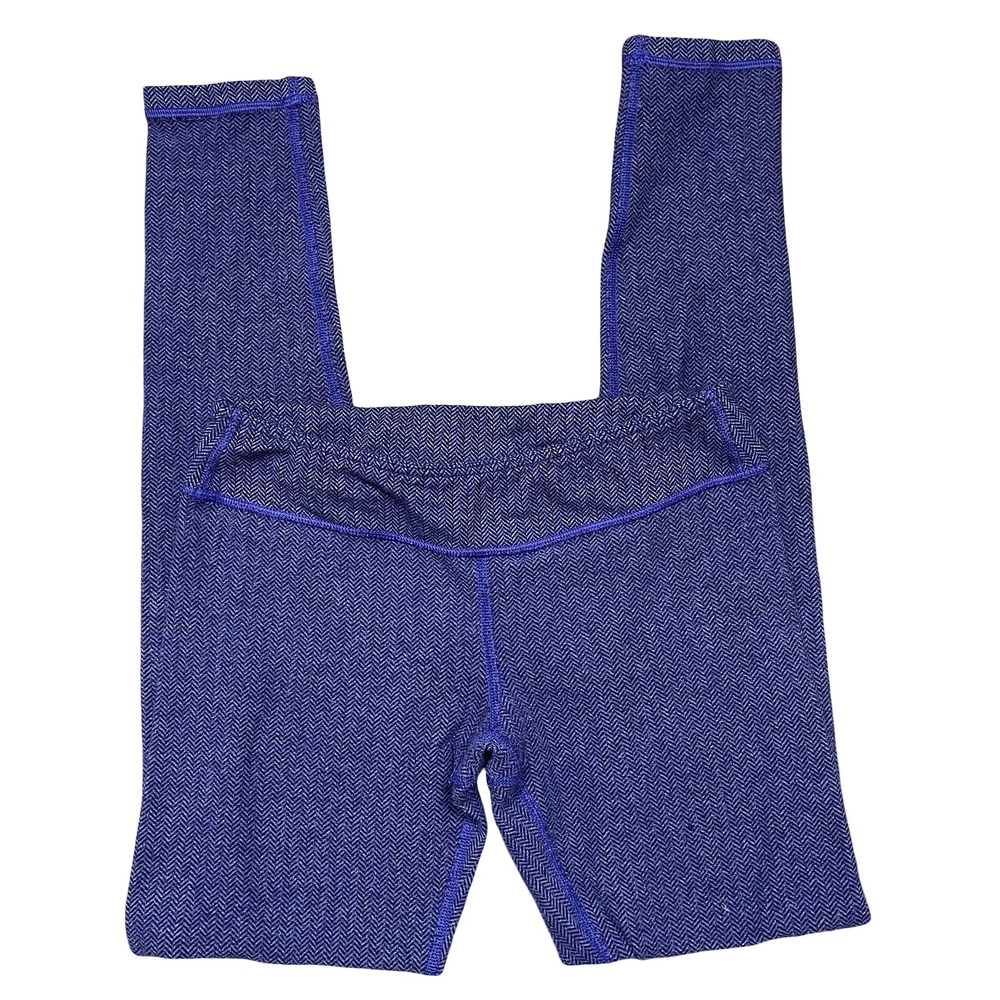 Ivivva‎ Girl's Blue Purple Herringbone Athletic Leggings Size 12 Pull On Dance
